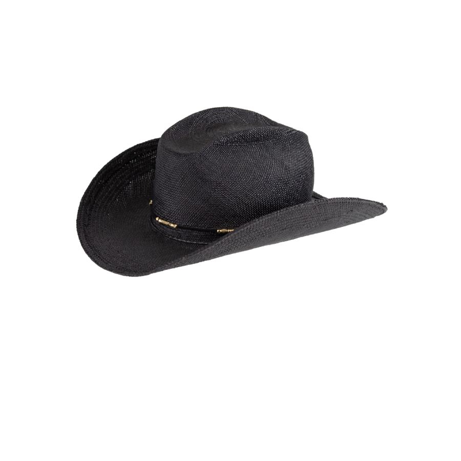 Versatile Black Panama Straw Leather Band Western Cowboy Hat