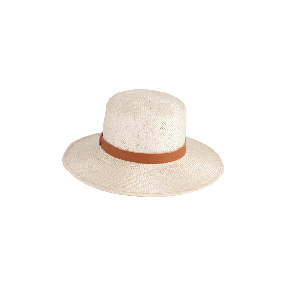 Elegant Natural Straw Leather Band Bucket Hat