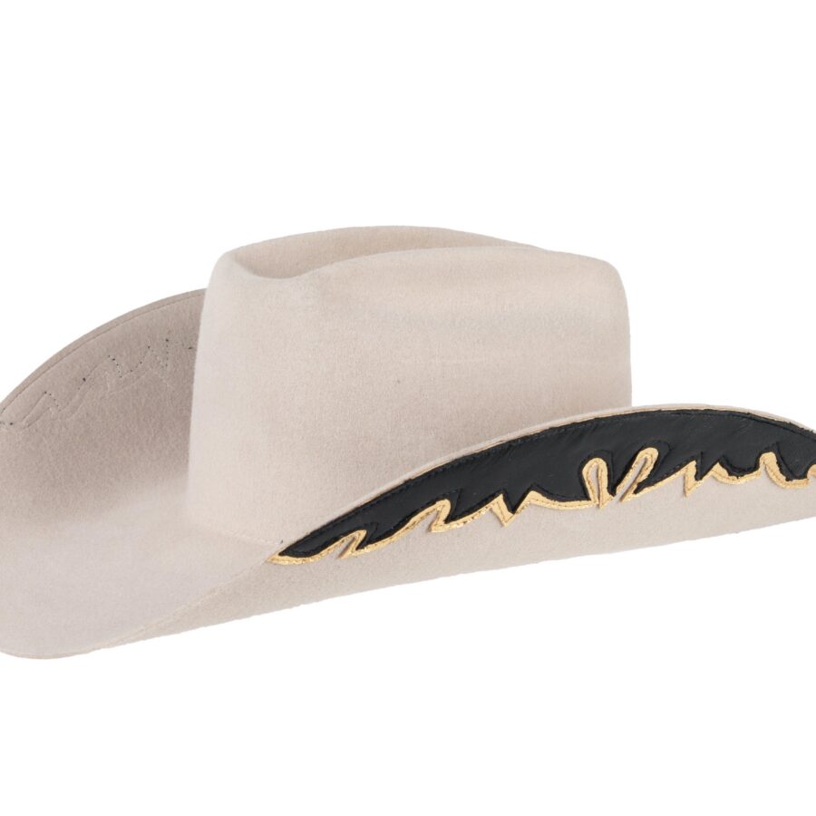 Textured Black Leather Band Western Cowboy Hat
