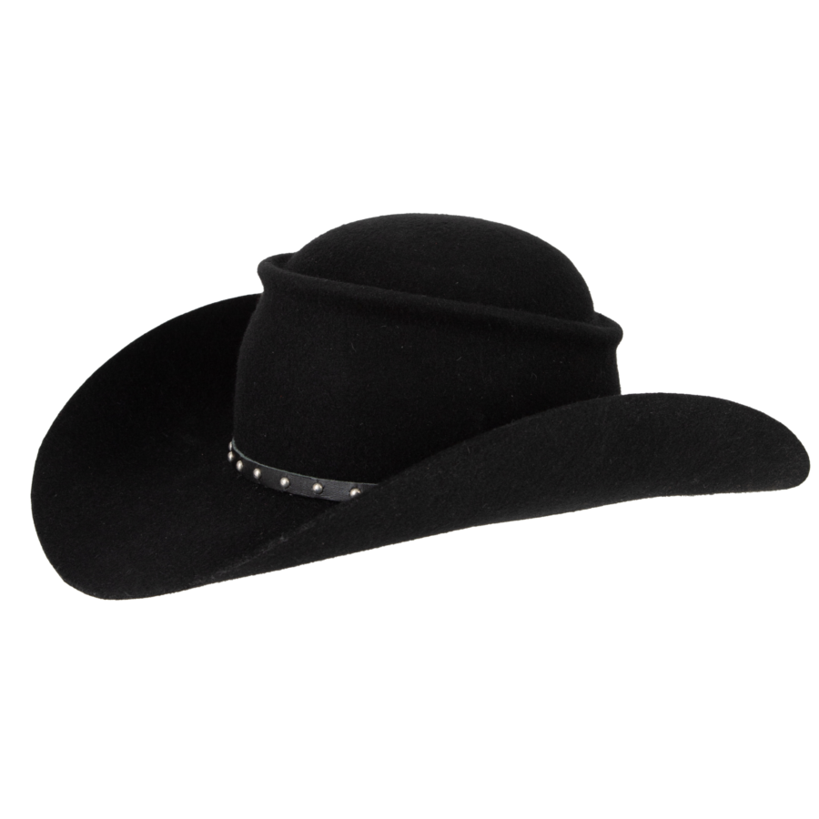 Artisan Black Velour Felt Leather Band Western Cowboy Hat