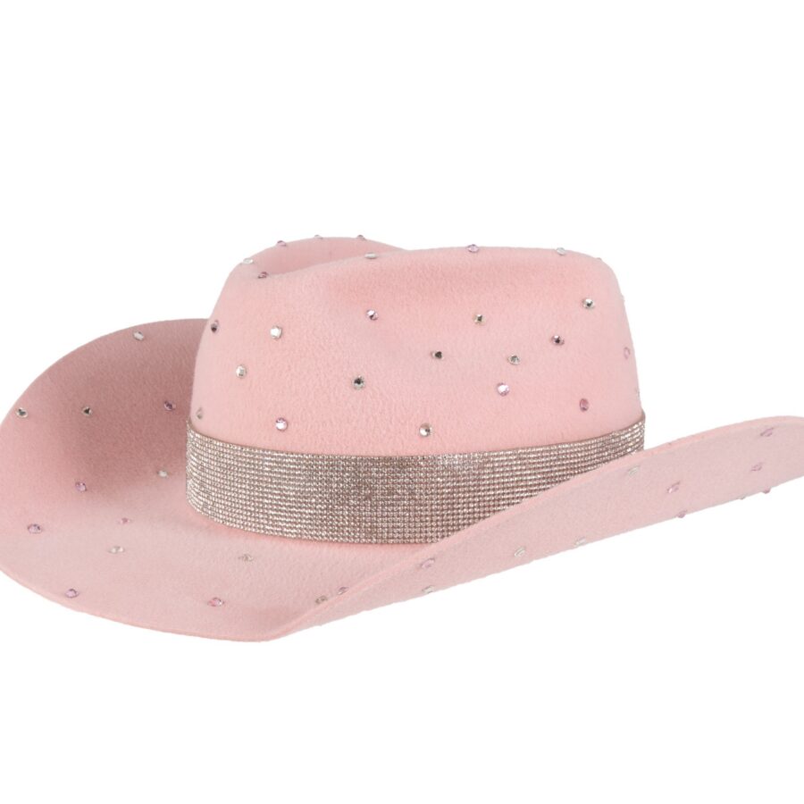 Distinctive Pink Velour Felt Western Cowboy Hat