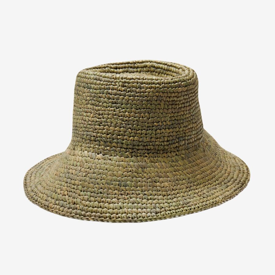 Natural Vale Bucket Hat in Raffia - Green