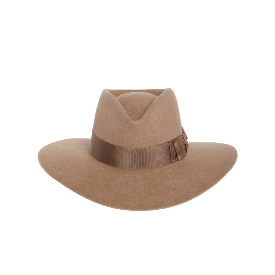 Clean Structured Black Grosgrain Band Wide Brim Fedora