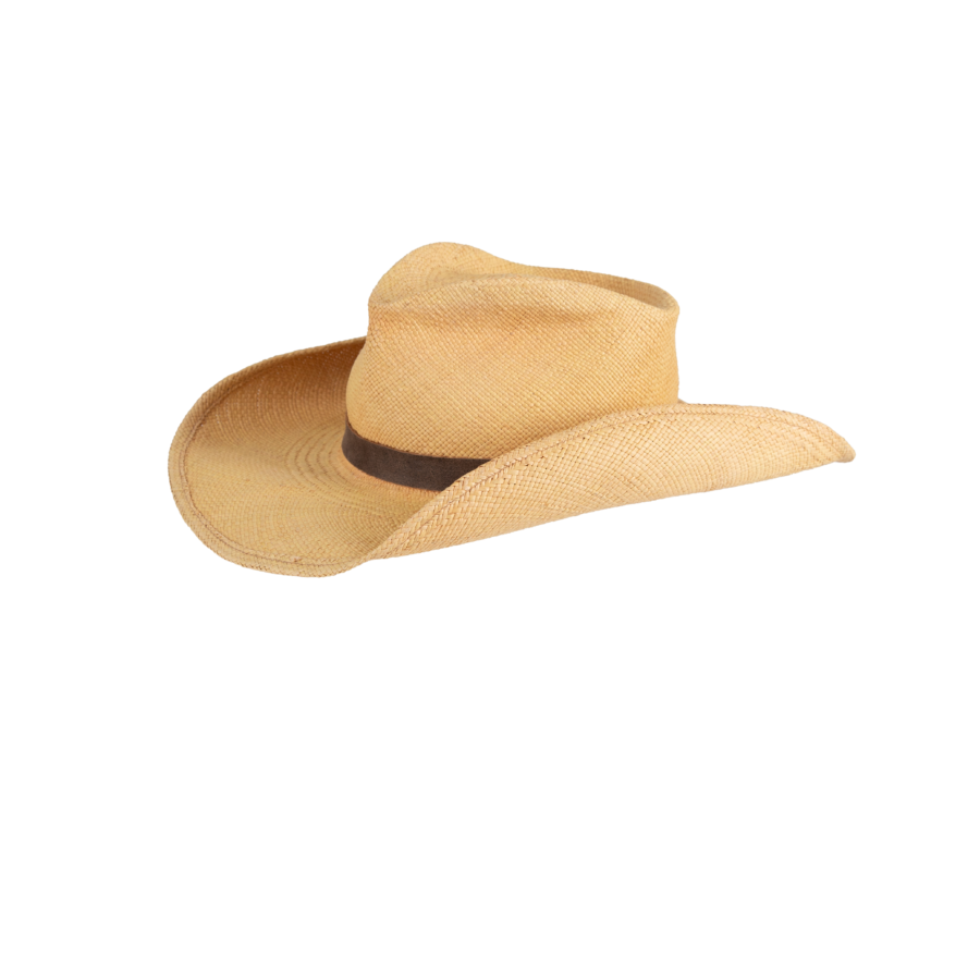 Structured Panama Straw Leather Band Western Cowboy Hat