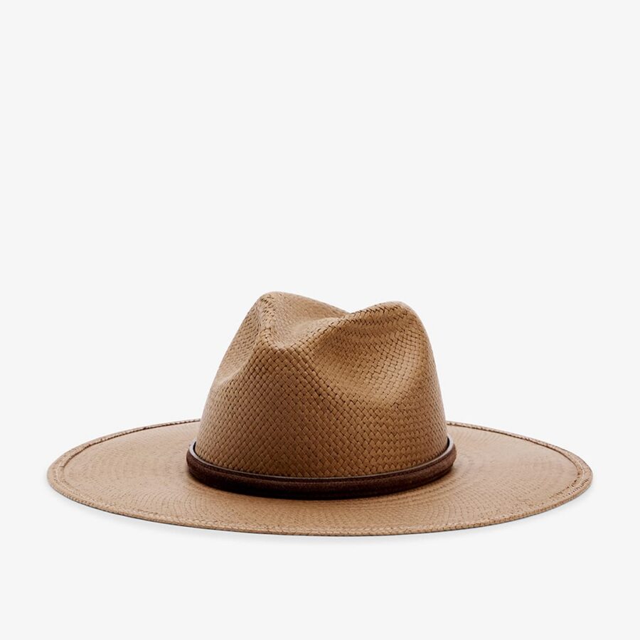 Brown Woven Straw Structured Wide Brim Hat