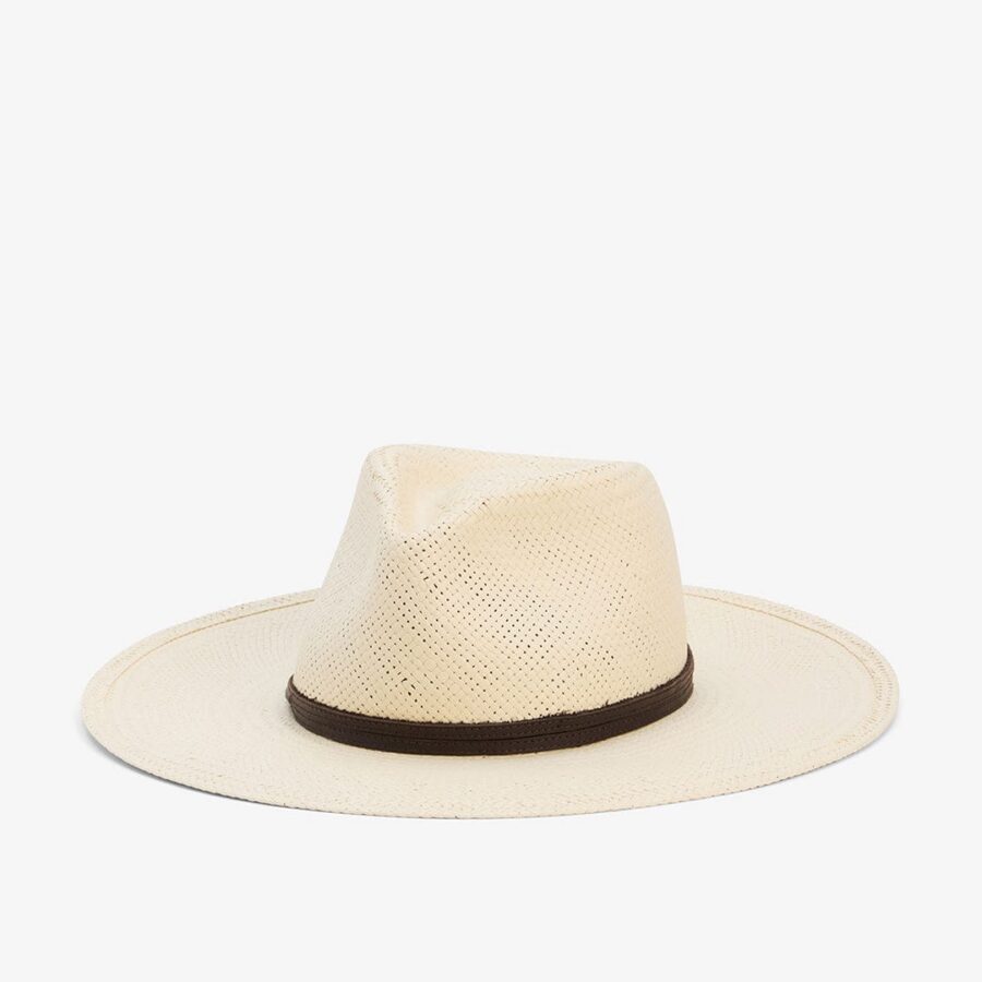 Natural Woven Straw Structured Wide Brim Hat