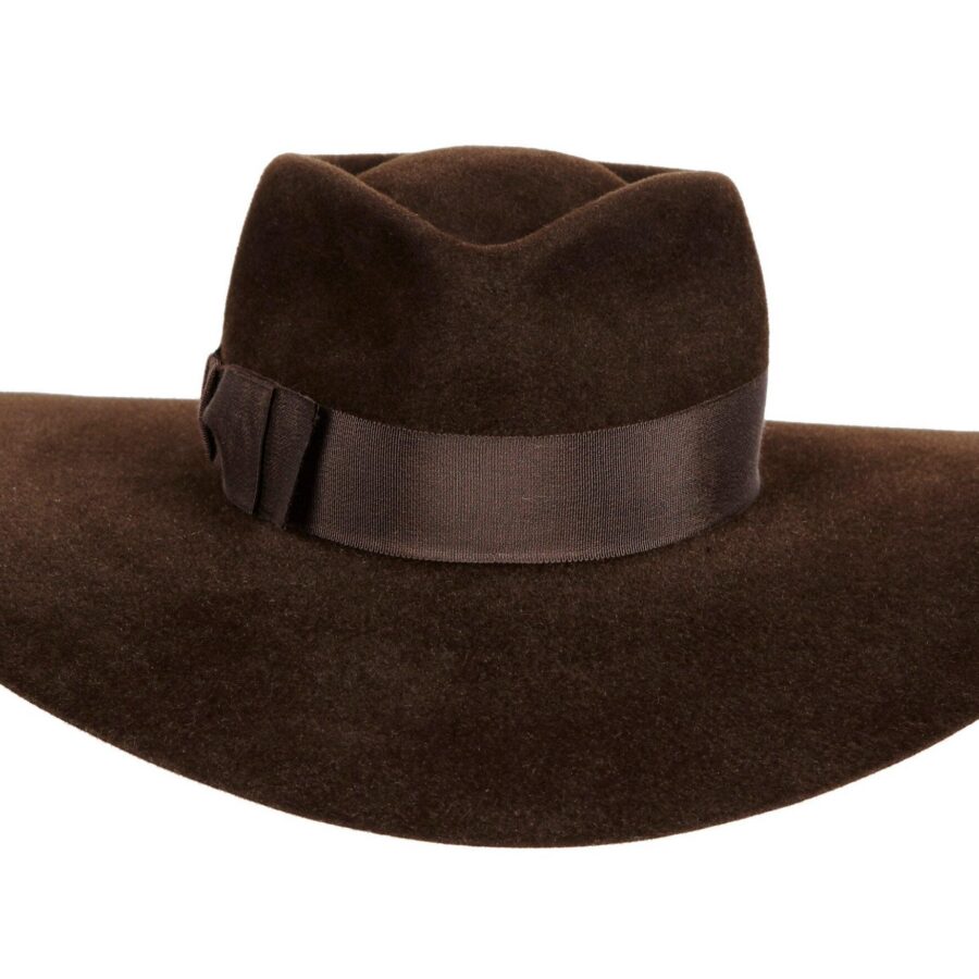 Modern Camel Grosgrain Band Wide Brim Fedora