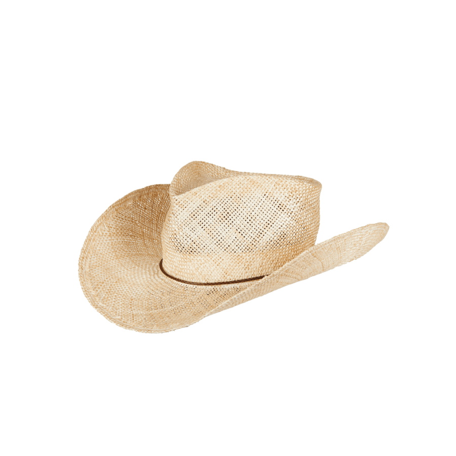 Classic Natural Straw Chain Trim Western Cowboy Hat