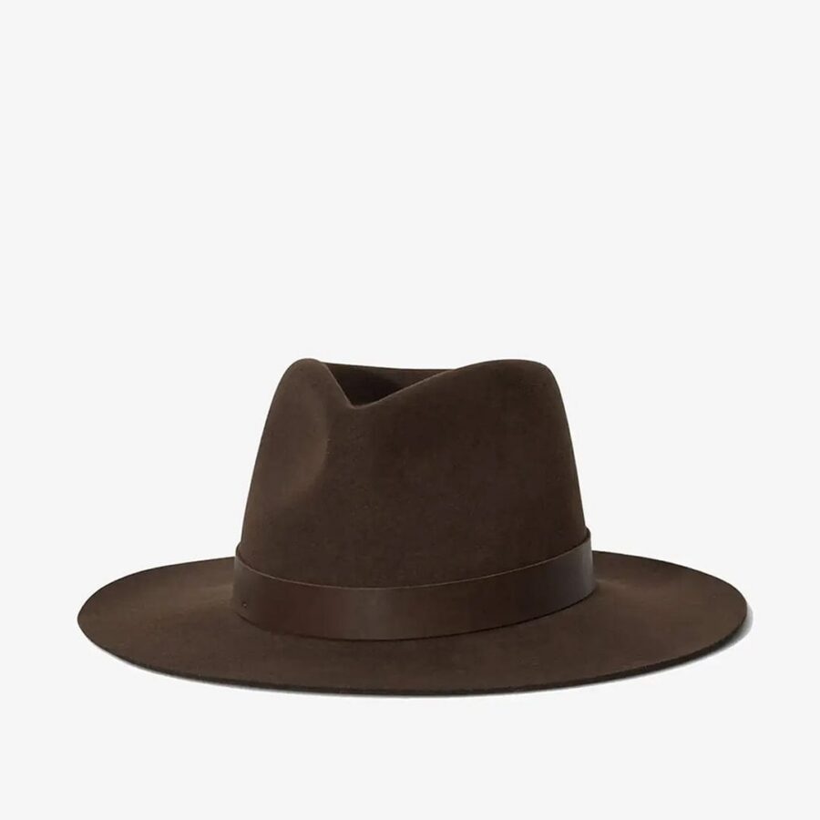 Chocolate Wool Felt Structured Wide Brim Hat