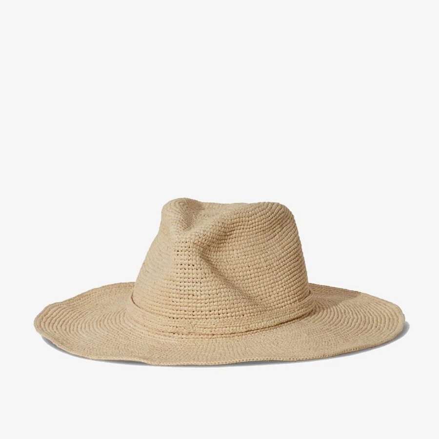 Natural Raffia Straw Structured Wide Brim Hat