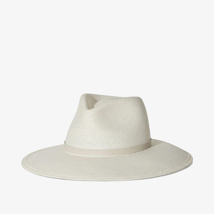 Bleached Ivory Woven Straw Structured Wide Brim Hat